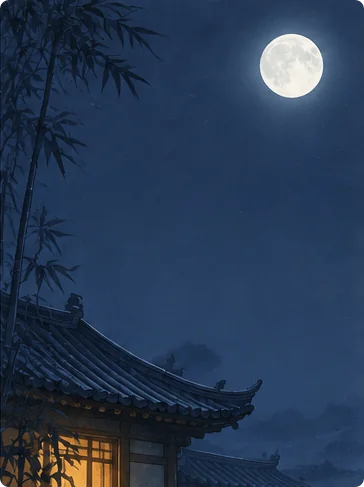 月夜竹影卡片背景